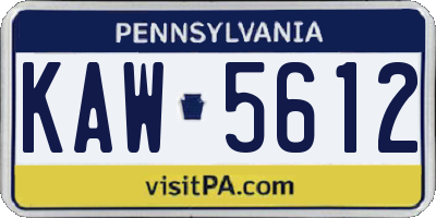 PA license plate KAW5612