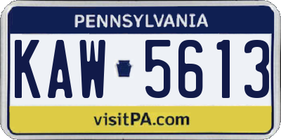 PA license plate KAW5613