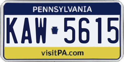 PA license plate KAW5615