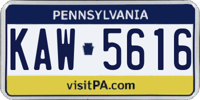 PA license plate KAW5616