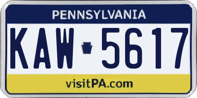 PA license plate KAW5617