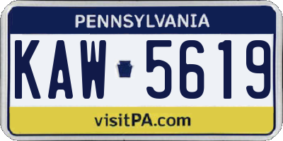 PA license plate KAW5619