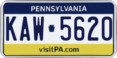 PA license plate KAW5620