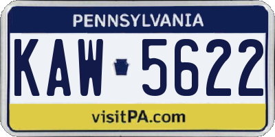PA license plate KAW5622