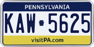 PA license plate KAW5625