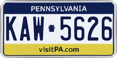 PA license plate KAW5626