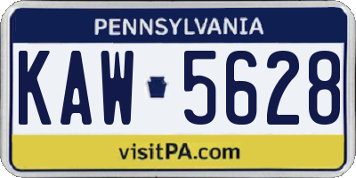 PA license plate KAW5628