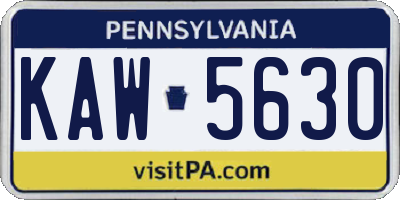 PA license plate KAW5630