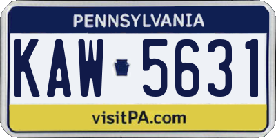 PA license plate KAW5631