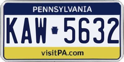 PA license plate KAW5632