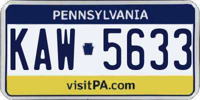 PA license plate KAW5633