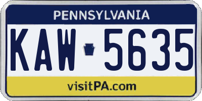 PA license plate KAW5635