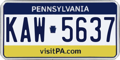 PA license plate KAW5637