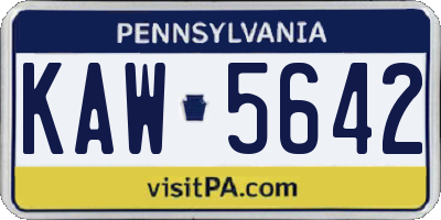 PA license plate KAW5642