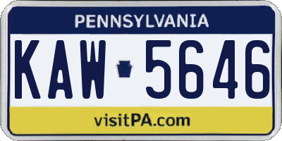 PA license plate KAW5646