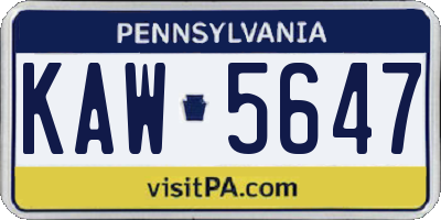 PA license plate KAW5647