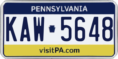 PA license plate KAW5648