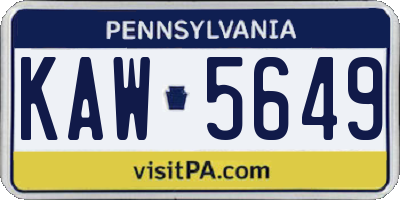 PA license plate KAW5649