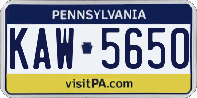 PA license plate KAW5650