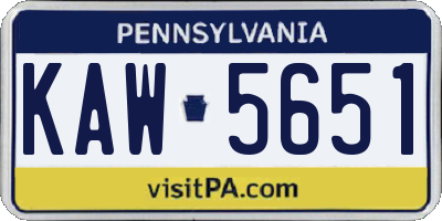 PA license plate KAW5651