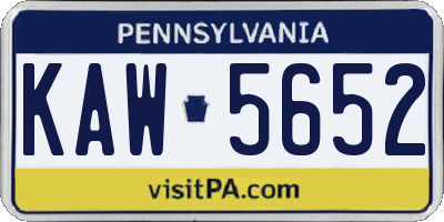 PA license plate KAW5652