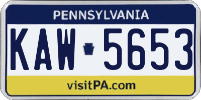 PA license plate KAW5653