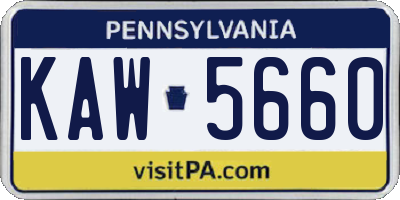 PA license plate KAW5660