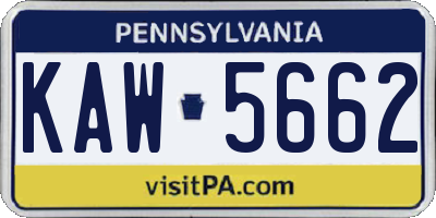 PA license plate KAW5662