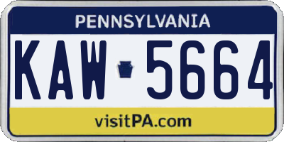 PA license plate KAW5664