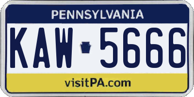 PA license plate KAW5666