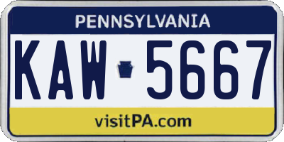 PA license plate KAW5667