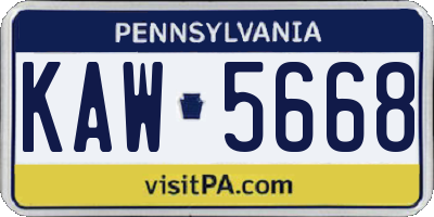 PA license plate KAW5668