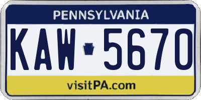 PA license plate KAW5670