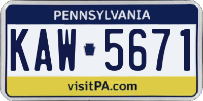 PA license plate KAW5671