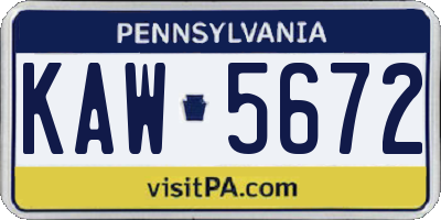 PA license plate KAW5672