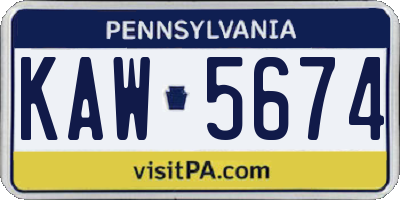 PA license plate KAW5674