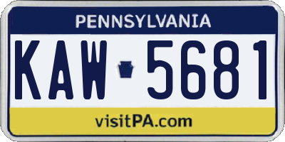 PA license plate KAW5681