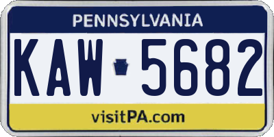 PA license plate KAW5682