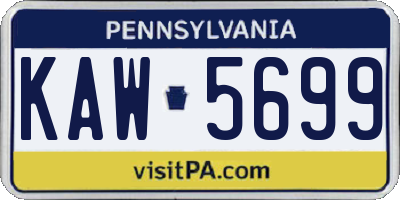 PA license plate KAW5699