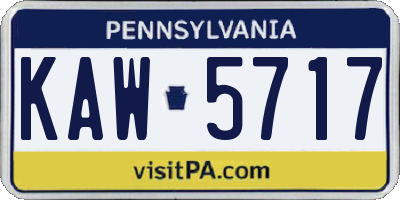 PA license plate KAW5717