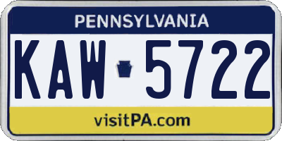 PA license plate KAW5722