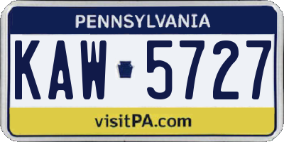 PA license plate KAW5727