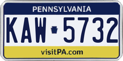PA license plate KAW5732