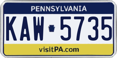 PA license plate KAW5735