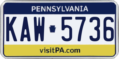 PA license plate KAW5736