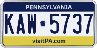 PA license plate KAW5737