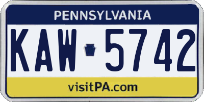 PA license plate KAW5742