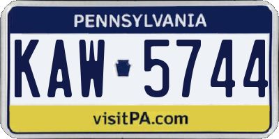 PA license plate KAW5744