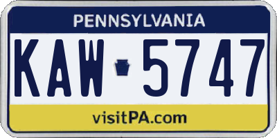 PA license plate KAW5747