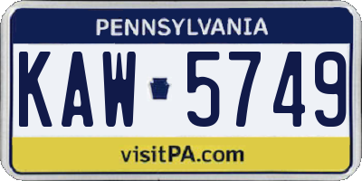 PA license plate KAW5749